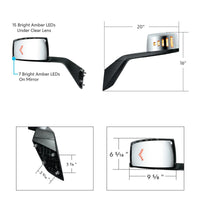 Chrome Plastic Hood Mirror Assembly With Sequential LED Turn Signals For 2018-2024 International LT (Driver or Passenger Side)
