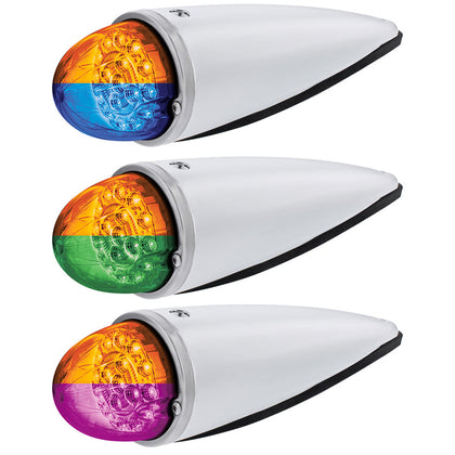 Double Fury 17 LED Dual Function Watermelon Torpedo Cab Light (Clear Lens) - Amber & Blue, Green or Purple LEDs