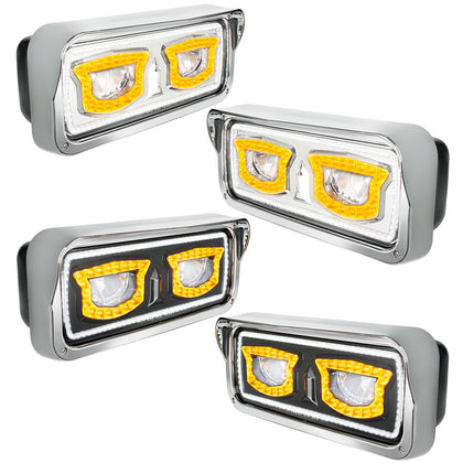 High Power LED Headlight With Turn Signal And Position Light (Chrome or Black) - Driver or Passenger Side