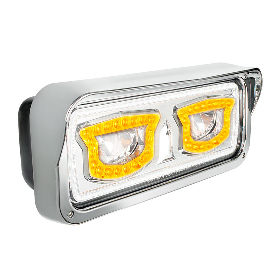 High Power LED Headlight With Turn Signal And Position Light (Chrome or Black) - Driver or Passenger Side