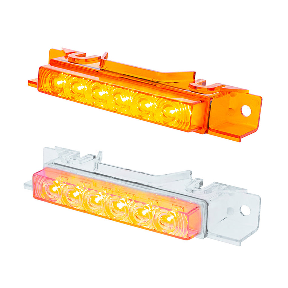 6 LED Competition Series Exterior Visor Light For 1996-2024 Volvo VNL - Amber LEDs (Amber or Clear Lens)