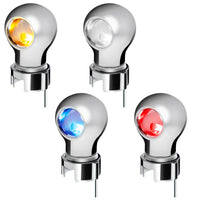 Thread-On Chrome Charlotte Style Gearshift Knob With LED 13/15/18 Speed Adapter (Amber, Blue, White or Red LEDs)