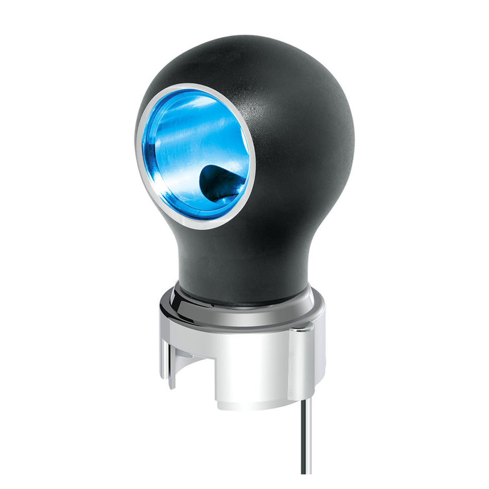 Thread-On Matte Black Charlotte Style Gearshift Knob With LED 13/15/18 Speed Adapter (Amber, Blue, White or Red LEDs)