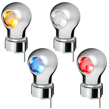 Thread-On Charlotte Style Chrome Gearshift Knob With LED 9/10 Speed Adapter (Amber, Blue, White or Red LEDs)