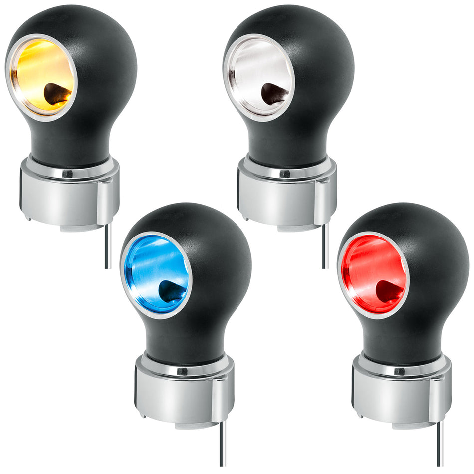 Thread-On Matte Black Charlotte Style Gearshift Knob With LED 9/10 Speed Adapter (Amber, Blue, White or Red LEDs)