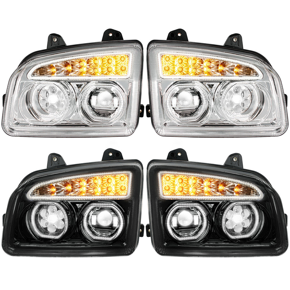 11 LED Headlight For 2015-2024 Kenworth T880 - Chrome or BlackOut Inner Housing (Driver or Passenger Side)