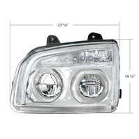 High Power LED Headlight W Turn Signal & Light Bar For 2015-2025 Kenworth T880 - Chrome or Black Housing (Driver or Passenger)