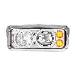 High Power Heated 10 LED Headlight w LED Turn & DRL - Chrome or Black Housing (Driver or Passenger Side)