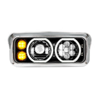 High Power Heated 10 LED Headlight w LED Turn & DRL - Chrome or Black Housing (Driver or Passenger Side)