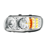 High Power LED Chrome or Black Headlight w 8 LED Turn & 4 LED Position Light For 2008-2024 Peterbilt 389 (Driver or Passenger Side)