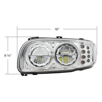 High Power LED Chrome or Black Headlight w 8 LED Turn & 4 LED Position Light For 2008-2024 Peterbilt 389 (Driver or Passenger Side)