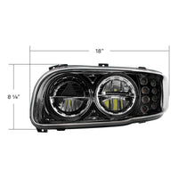 High Power LED Chrome or Black Headlight w 8 LED Turn & 4 LED Position Light For 2008-2024 Peterbilt 389 (Driver or Passenger Side)