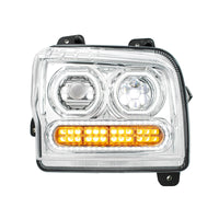 High Power 10 LED Chrome or Black Headlight w 24 LED Turn & 100 LED Halo For 2019-2024 Kenworth W990 (Driver or Passenger Side)