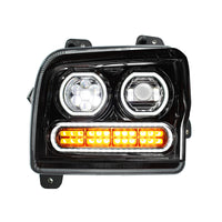 High Power 10 LED Chrome or Black Headlight w 24 LED Turn & 100 LED Halo For 2019-2024 Kenworth W990 (Driver or Passenger Side)