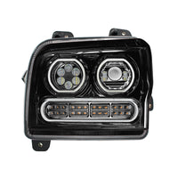 High Power 10 LED Chrome or Black Headlight w 24 LED Turn & 100 LED Halo For 2019-2024 Kenworth W990 (Driver or Passenger Side)