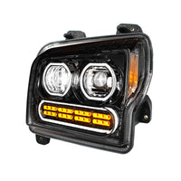 High Power 10 LED Chrome or Black Headlight w 24 LED Turn & 100 LED Halo For 2019-2024 Kenworth W990 (Driver or Passenger Side)