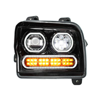 High Power 10 LED Chrome or Black Headlight w 24 LED Turn & 100 LED Halo For 2019-2024 Kenworth W990 (Driver or Passenger Side)