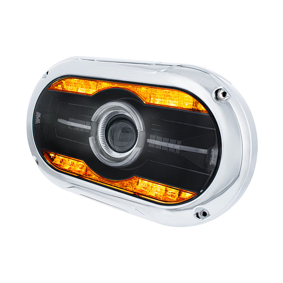 Full LED Projector One-Piece Style Chrome or Blackout Headlight For Dual 5-3/4" Headlight Housing