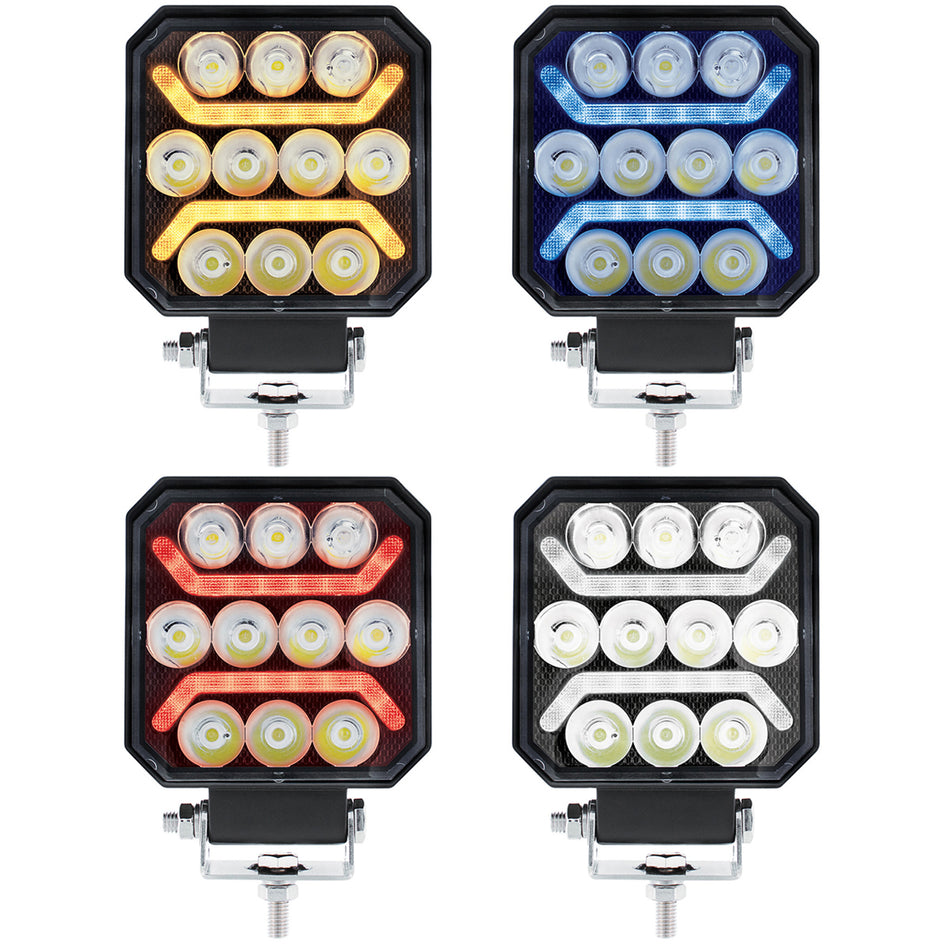 10 LED High Power LED Work Light With "U" Light Guide (Various Colors)