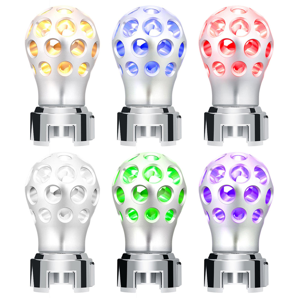 Thread-On Anodized Phoenix Style Ball Gearshift Knob With LED 13/15/18 Speed Adapter (Various Colors)