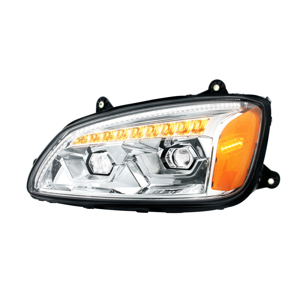 2008-2017 Kenworth T660 LED Chrome or Black Projection Headlight w Turn Signal (Driver or Passenger Side)