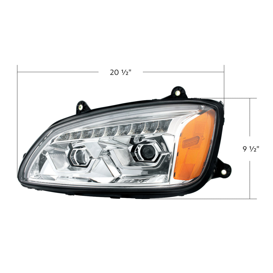 2008-2017 Kenworth T660 LED Chrome or Black Projection Headlight w Turn Signal (Driver or Passenger Side)