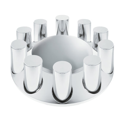 United Pacific - 33mm Standard Chrome Plastic Dome Front Axle Cover (Thread-On Nut Covers)