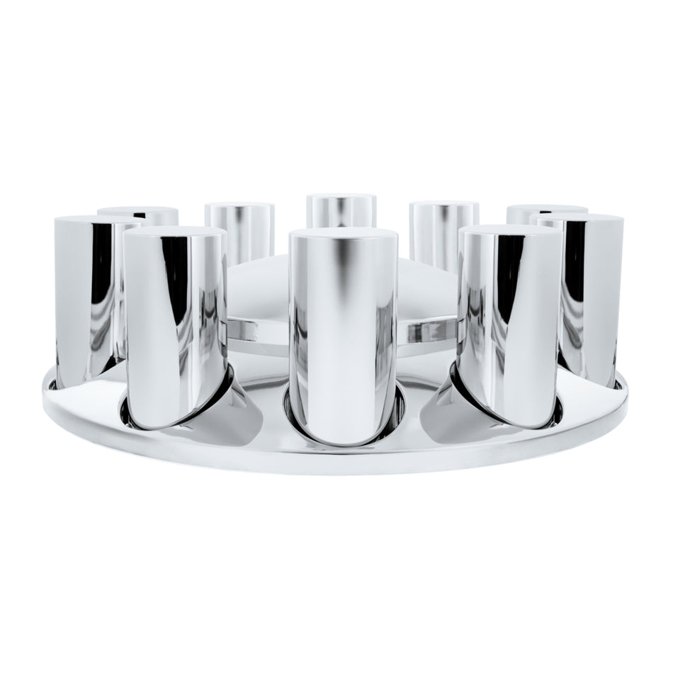 United Pacific - 33mm Standard Chrome Plastic Dome Front Axle Cover (Thread-On Nut Covers)