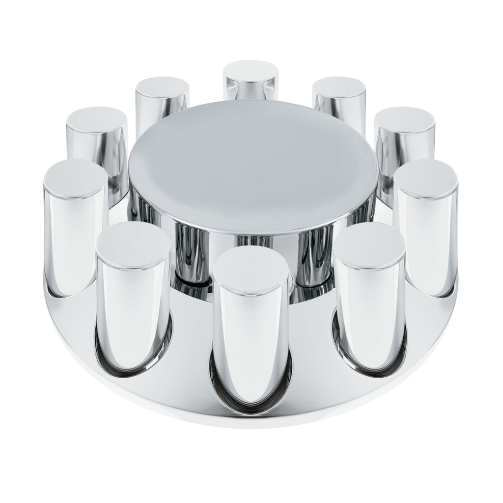 United Pacific - 33mm Standard Chrome Plastic Flat Top Front Axle Cover (Thread-On Nut Covers)