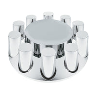 United Pacific - 33mm Standard Chrome Plastic Flat Top Front Axle Cover (Thread-On Nut Covers)