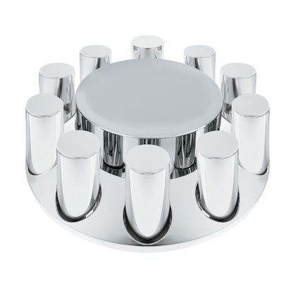 United Pacific - 33mm Standard Chrome Plastic Flat Top Front Axle Cover (Thread-On Nut Covers)