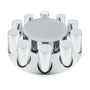 United Pacific - 33mm Standard Chrome Plastic Flat Top Front Axle Cover (Thread-On Nut Covers)
