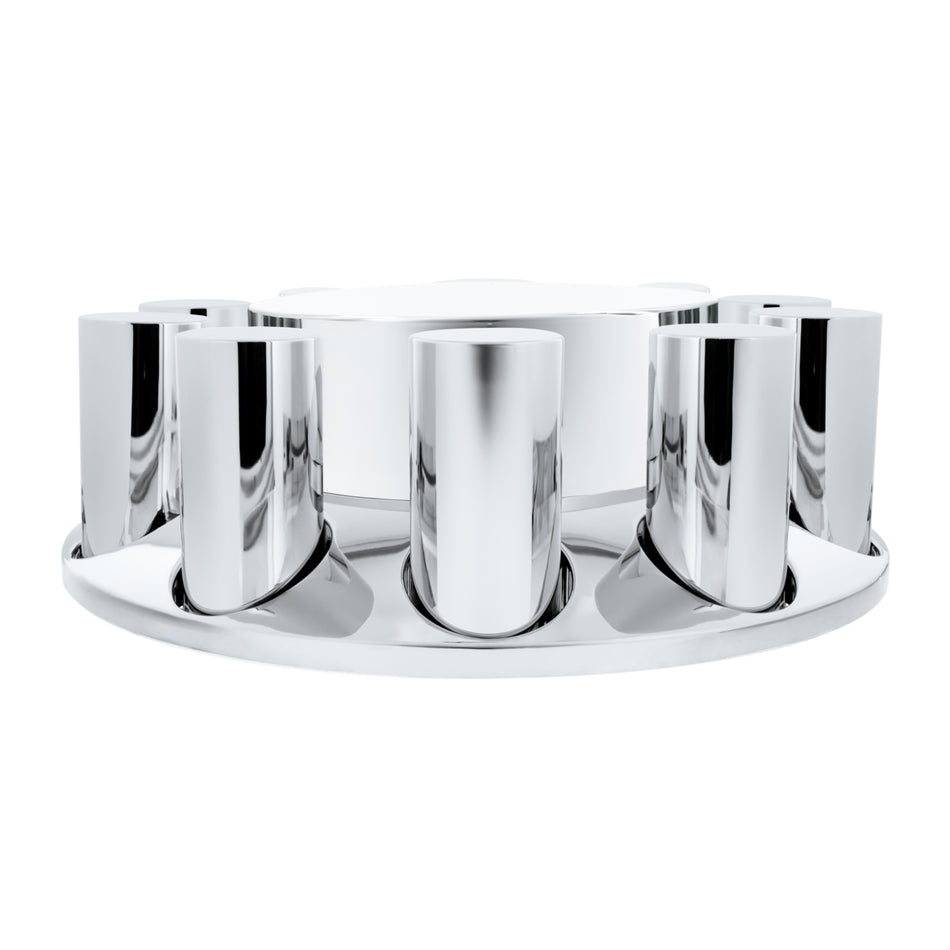 United Pacific - 33mm Standard Chrome Plastic Flat Top Front Axle Cover (Thread-On Nut Covers)