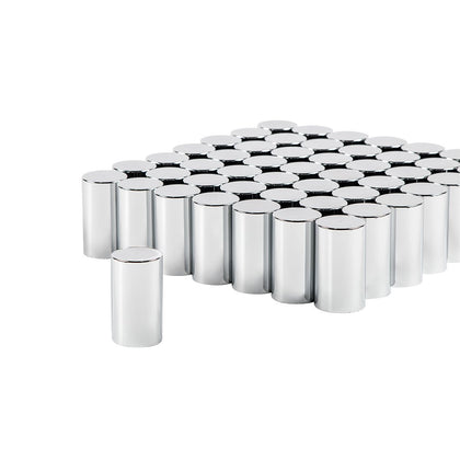 United Pacific - 33mm x 3-1/2" Chrome Plastic Cylinder Nut Cover - Push-On (10-Pack)