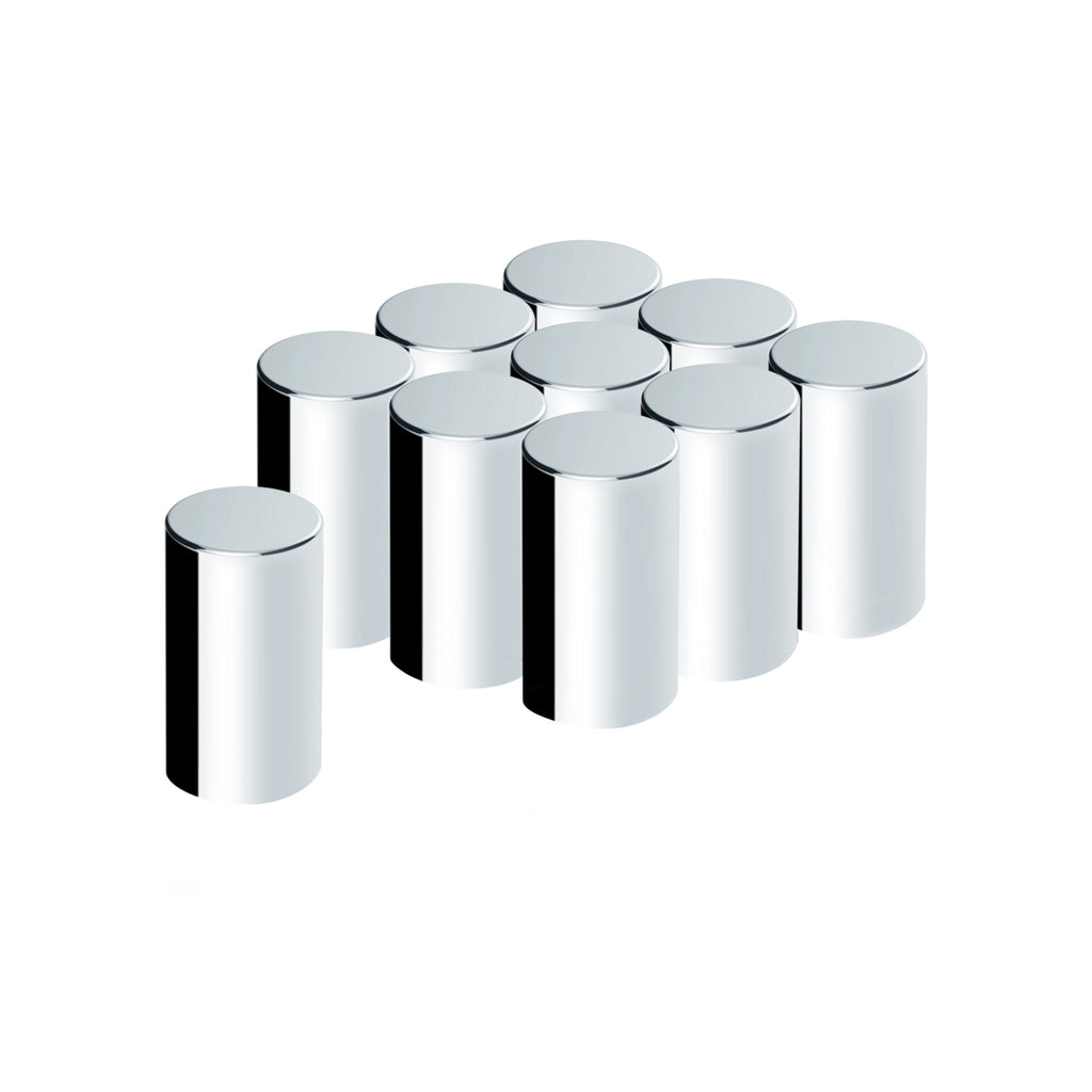 United Pacific - 33mm x 3-1/2" Chrome Plastic Cylinder Nut Cover - Push-On (10-Pack)