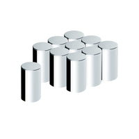 United Pacific - 33mm x 3-1/2" Chrome Plastic Cylinder Nut Cover - Push-On (10-Pack)