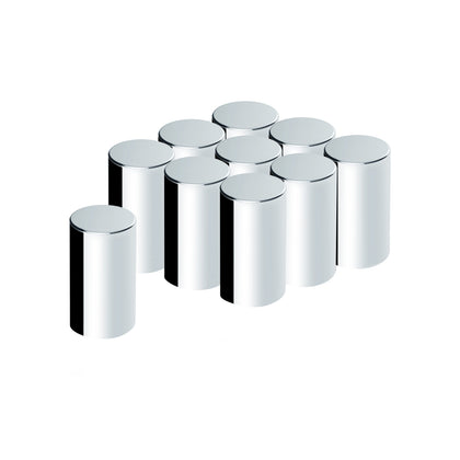 United Pacific - 33mm x 3-1/2" Chrome Plastic Cylinder Nut Cover - Push-On (10-Pack)