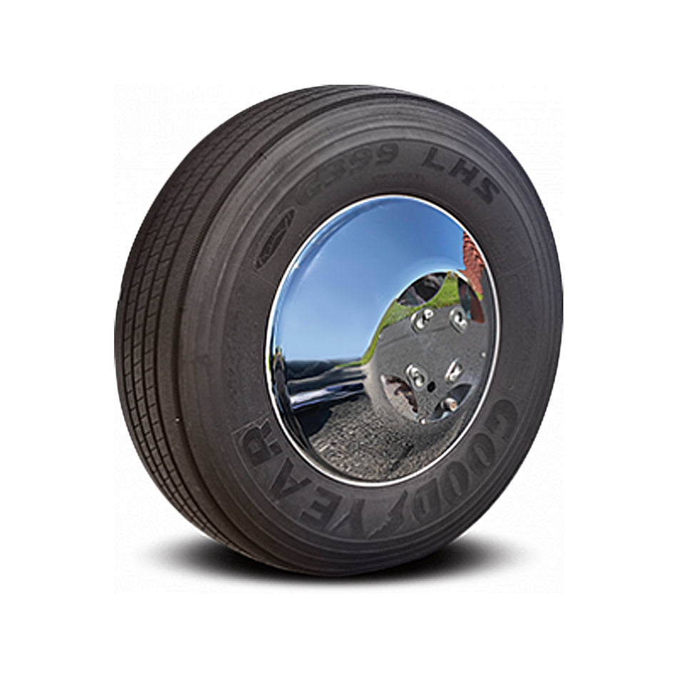 22.5" Twist & Lock Stainless Steel Front Wheel Cover - Mirror Finish (with or without Window)