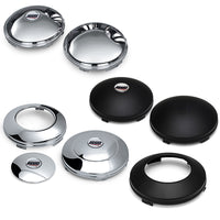 Universal Front "Baby Moons" Stainless Steel or Stealth Black Axle Covers - Solid (with or without Logo)