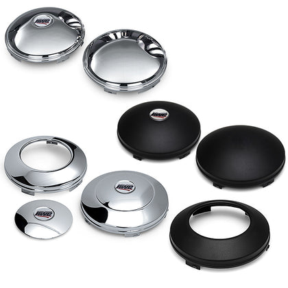 Universal Front "Baby Moons" Stainless Steel or Stealth Black Axle Covers - Solid (with or without Logo)