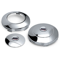 Universal Front "Baby Moons" Stainless Steel or Stealth Black Axle Covers - Open Center (w Logo)