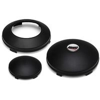 Universal Front "Baby Moons" Stainless Steel or Stealth Black Axle Covers - Open Center (w Logo)