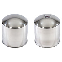 Universal Stainless Steel Rear High Hats - 8" Tall Trimmed Lip, 6 9/16" Drive Axle Diameter, 5.75″ Axle Depth with or without Logo