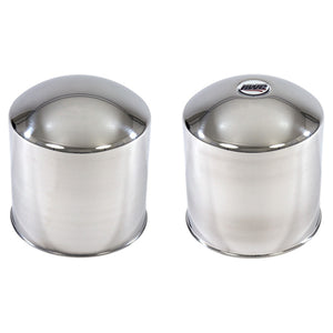 Universal Stainless Steel Rear High Hats - 8" Tall Trimmed Lip, 6 9/16" Drive Axle Diameter, 5.75″ Axle Depth with or without Logo