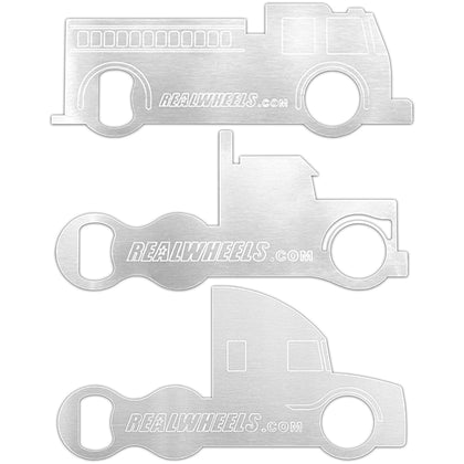 Brushed 304 Stainless Steel Bottle Opener (Semi Truck, Auto-Semi Truck, Fire Truck)