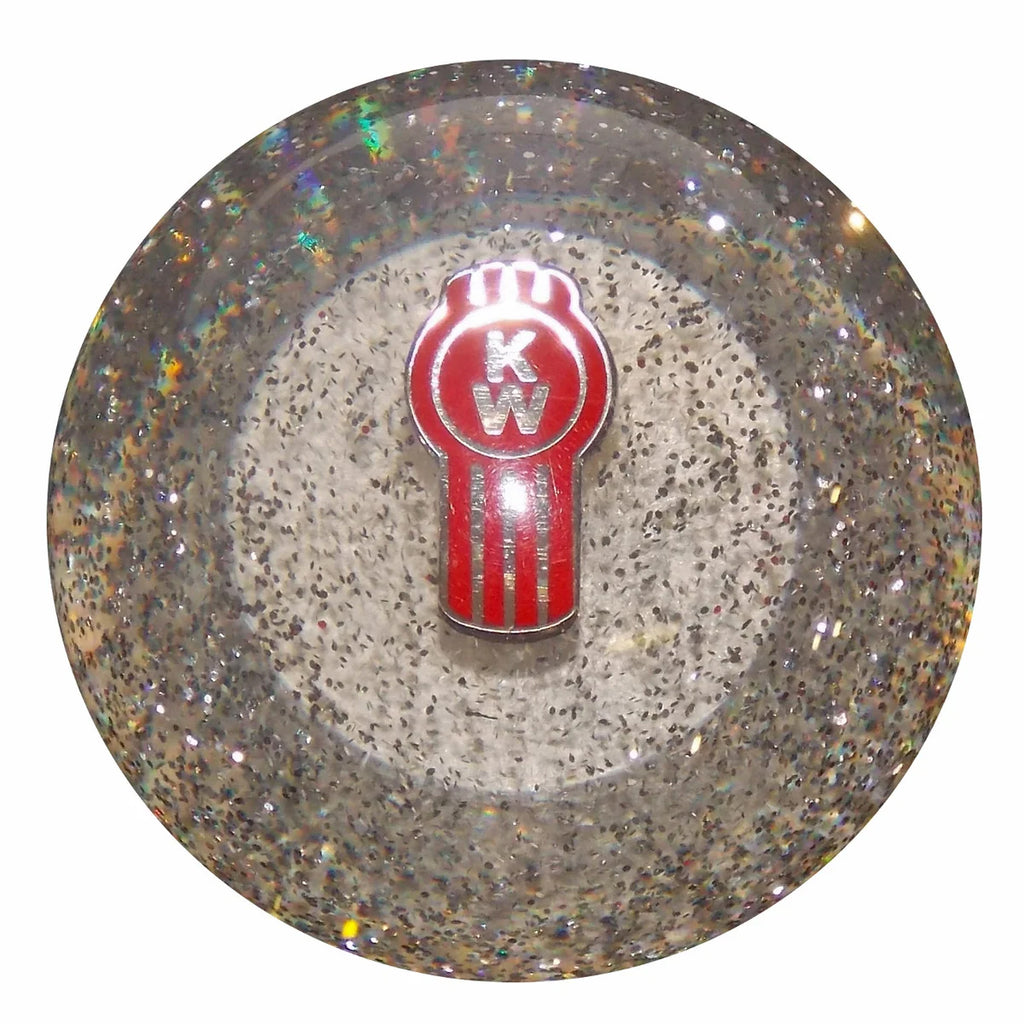 Twisted Shifterz - Clear Glitter Kenworth Logo Branded Shift Knob