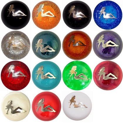 Twisted Shifterz - Chrome Lady on Round Shift Knob (Various Colors)