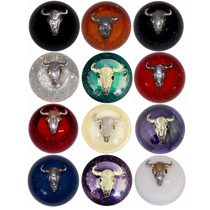 Twisted Shifterz - Chrome Cow Skull Brake Knob (Various Colors)