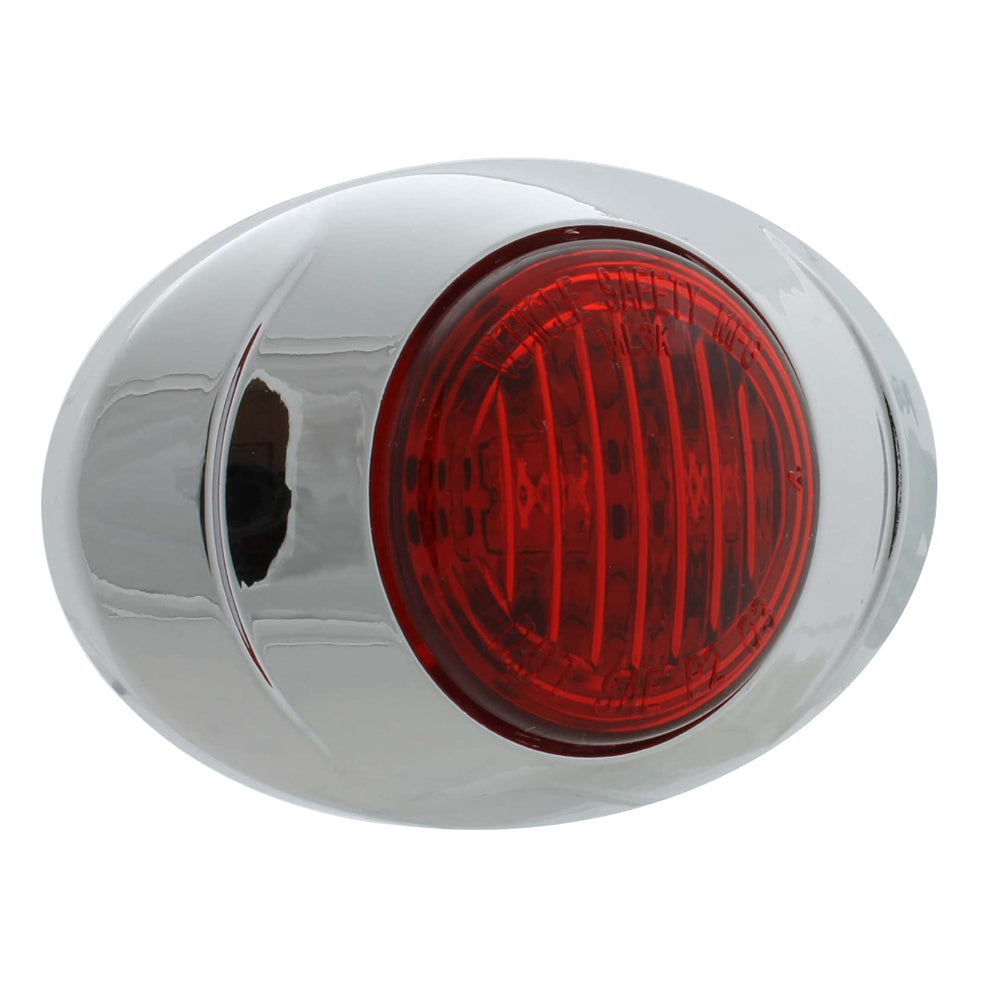 M3 3" Oval LED w Chrome Bezel Marker Light (Red LED & Red Lens)