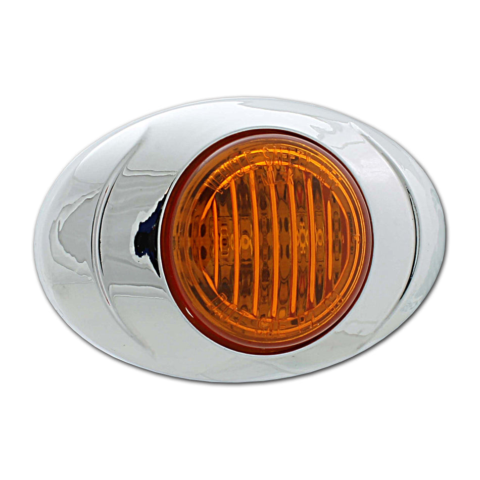 M3 3" Oval LED w Chrome Bezel Marker Light (Clear Lens/Amber or Red)
